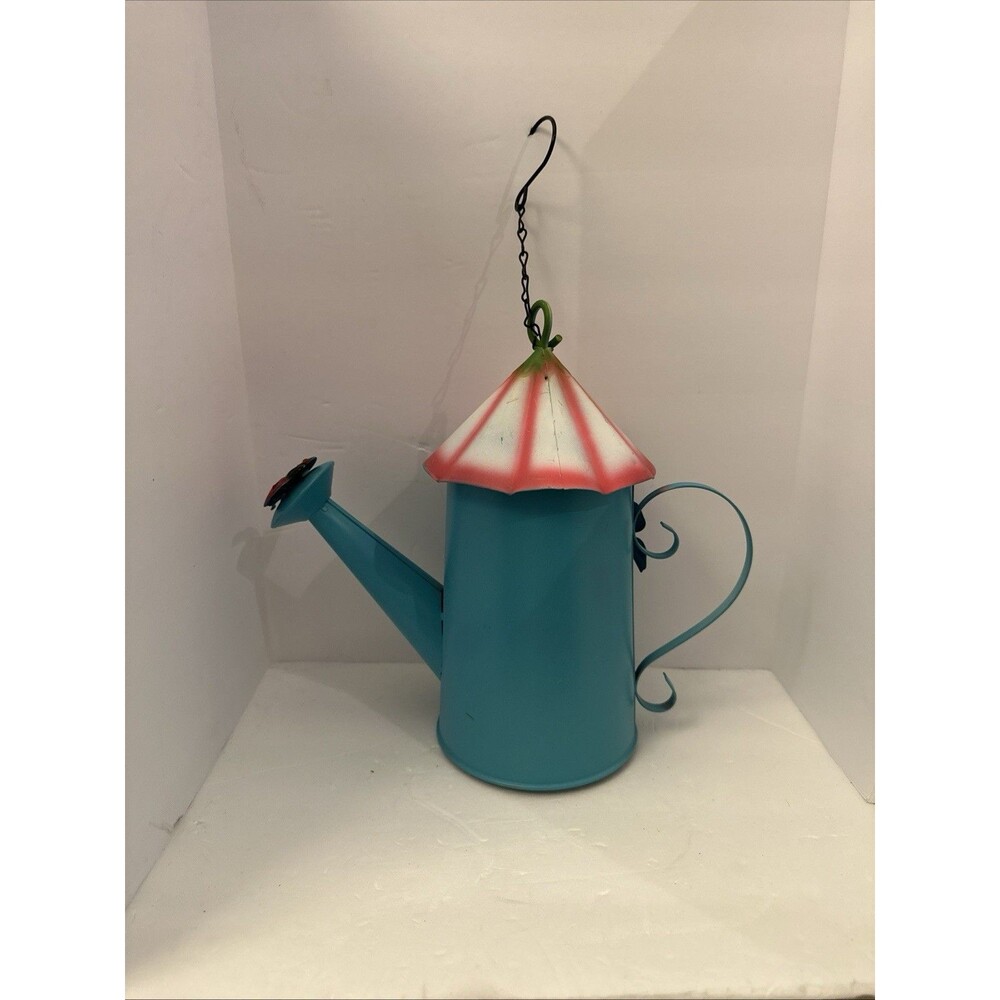 Hanging Metal Birdhouse (Teal, 10 x 5 x 5 in) Round Metal Bird House Outdoor